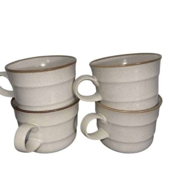 Studio Kraft Japan Ceramic Coffee Cups Set Of 4 Beige & Brown Vintage - Picture 1 of 6